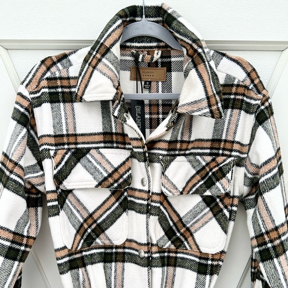 Blank NYC Cream Plaid Long Shacket - Picture 2 of 5